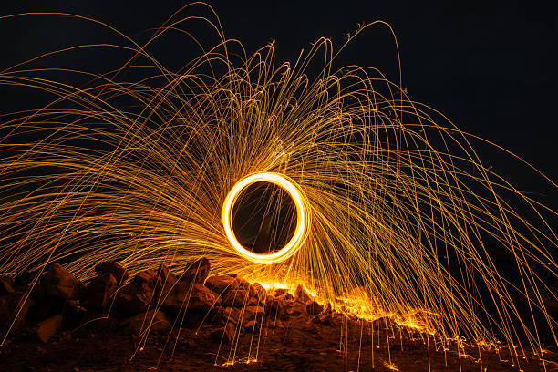 istock Fireworks, steel wool effect on the night sky. 2230170047