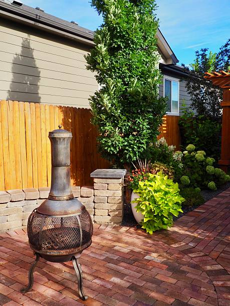 istock Cozy Backyard Sitting Area with a Chiminea 2230172998