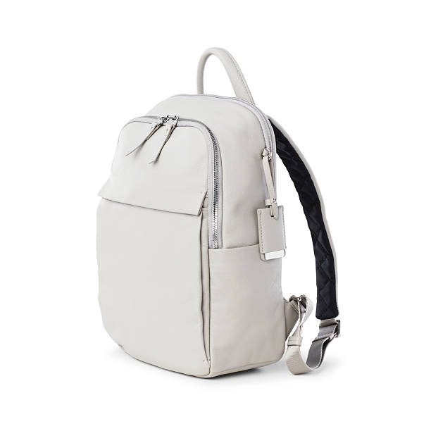 istock White Leather Backpack isolated on White Background. Side View of Leather Daypack. Pocket Backpack. Travel Backpacks for Women 2230187757