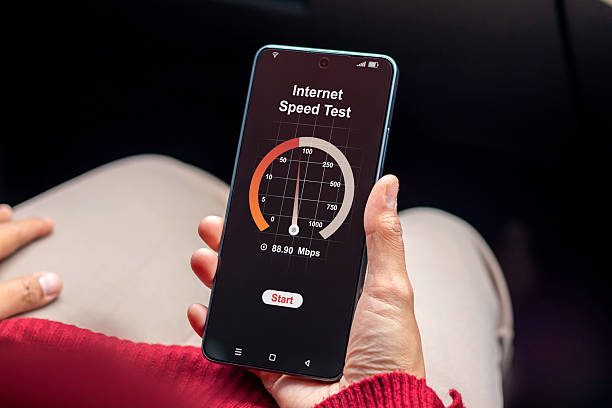 istock Woman holding a smartphone and checking the internet speed. Internet network connection speed test concept. 2230194829
