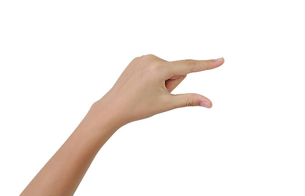 istock Hand showing size between index to thumb finger on white background. Gesture indicating a pinch or small concepts. 2230204469