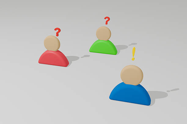3d Man leaning on Question Mark Symbol