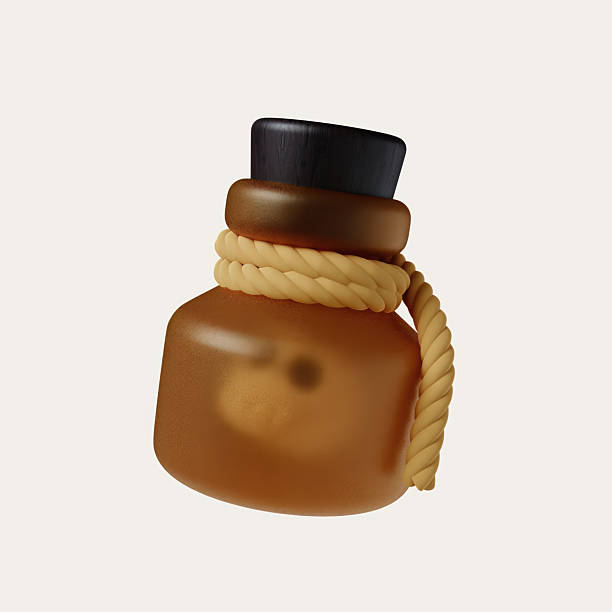 A charming 3D render of a potion bottle featuring rope details, perfect for Halloween-themed designs.