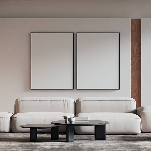 istock Modern Minimalist Living Room Interior Frame Poster Mockup 2230215482