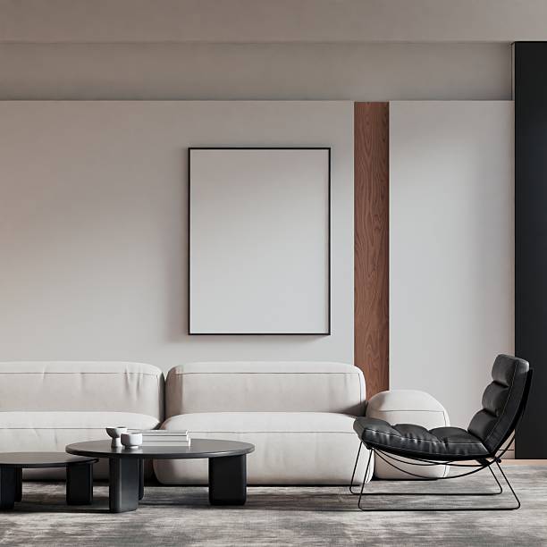 istock Modern Minimalist Living Room Interior Frame Poster Mockup 2230215565