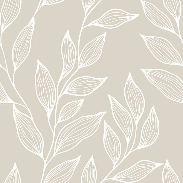 Elegant Vector Illustration Background Featuring Minimalist Line Art of Flowing Botanical Leaves Design on a Subtle Beige Tone, Perfect for Natural and Artistic Applications.