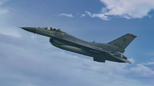 Hualien, Taiwan – October 11, 2022: The Taiwan Air Force F-16 Viper taking off