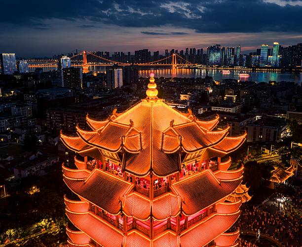istock Yellow Crane Tower at night in Wuhan 2230224132