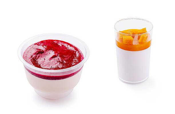 istock Delicious raspberry panna cotta served in a clear plastic cup 2230230705