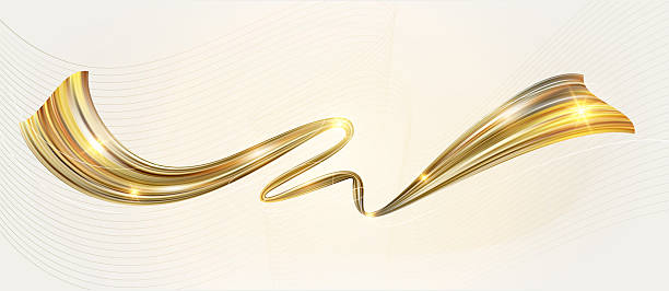 istock Abstract gold ribbon. Yellow metallic swirl line. Luxury flow background. 2230234017
