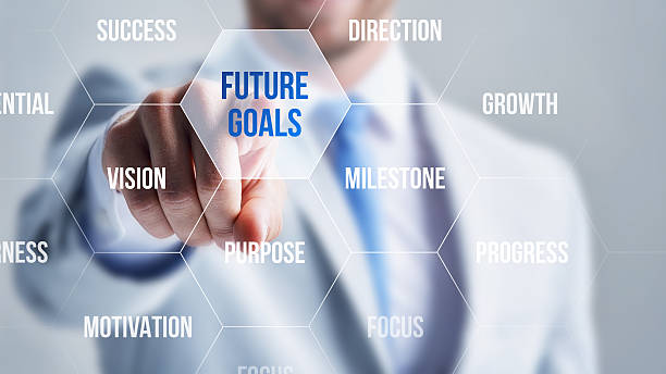 istock Businessman ponting Future Goals  with his finger on a touch screen 2230244495