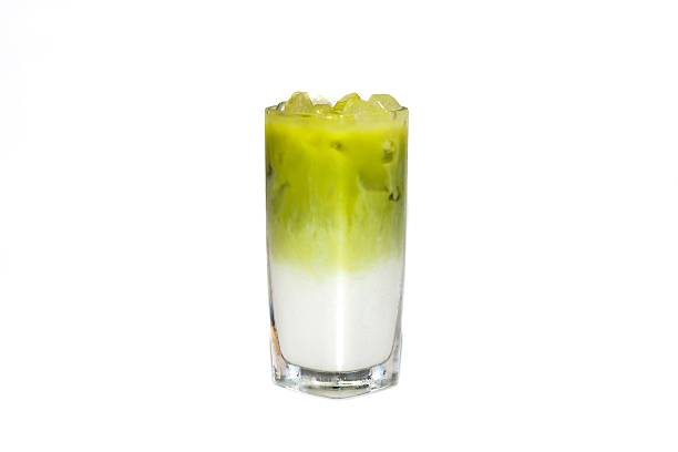 istock Ice matcha latte green tea serving on white background with isolated concept. 2230245317