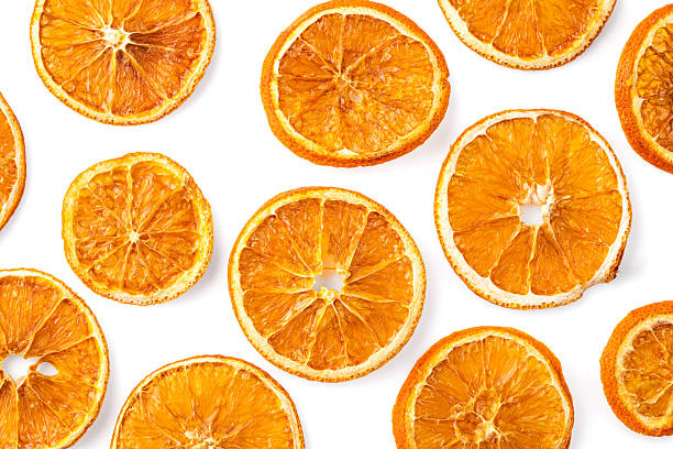 istock Dried orange slices on white background. 2230245431