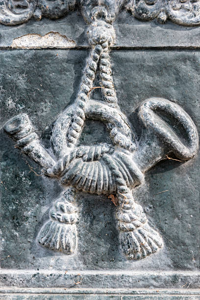 istock Detailed view of a slightly weathered cast iron post horn on a letterbox 2230245897