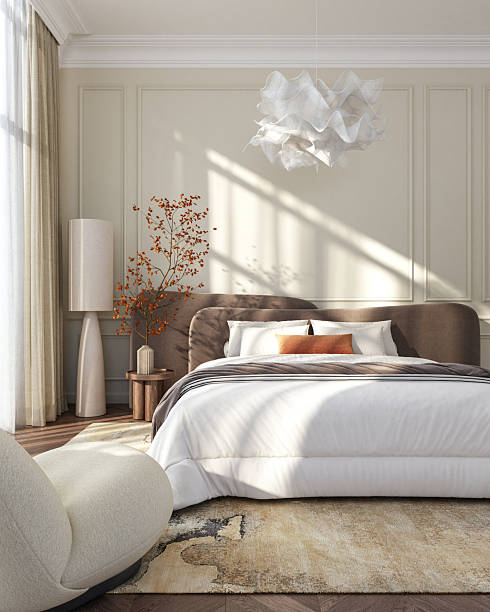 Modern elegant bedroom interior - stock photo