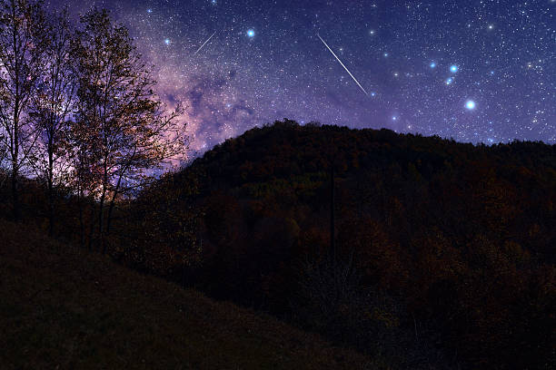 istock Milky Way stars and rural countryside tree silhouettes 2230247616