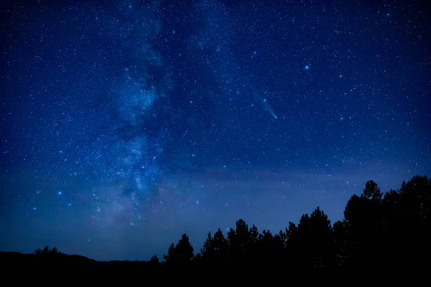 istock Milky Way stars and rural countryside tree silhouettes 2230247623