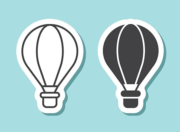 Hot air balloon sticker icon in flat style. Aerostat vector illustration on isolated background. Transport sign business concept.