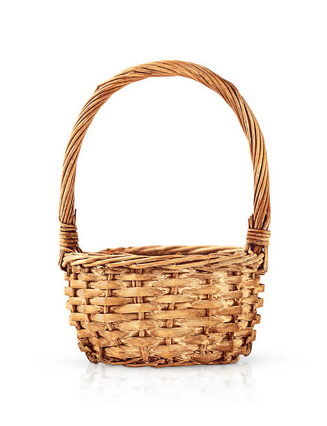 istock empty brown wicker basket, isolated on a white background 2230262681
