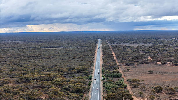 istock Aerial views of the Sturt Highway between Buronga and Euston 2230265433