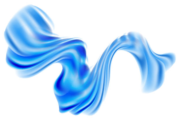 istock Fluid blue neon glow futuristic flowing wave form, iridescent holographic liquid water splash isolated design element, transparent background. 2230265577