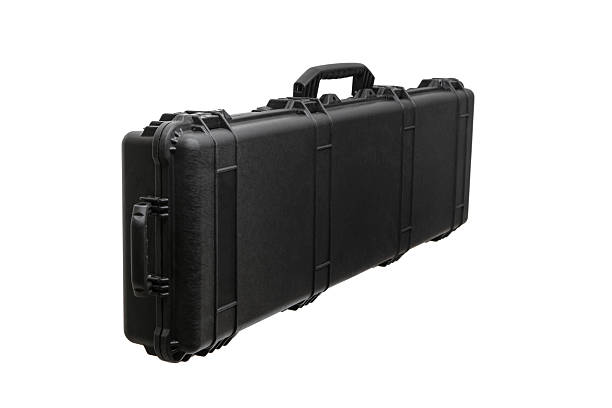istock A hard black polymer rifle case with handles, closed and ready for transport. 2230268569