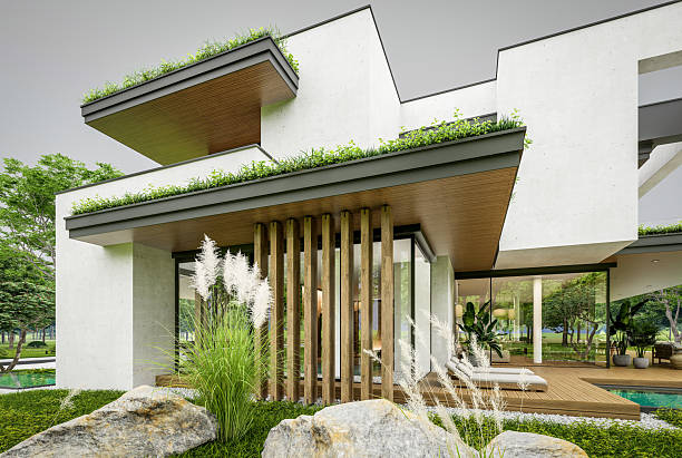 istock 3d rendering of two-story house with concrete facade overcast 2230268936