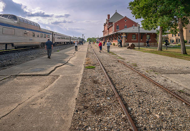 Guelph, ON, Canada - April 27, 2025: Guelph Central Station is considered a classic example of early 20th-century Canadian railway design. It’s recognized as a designated heritage railway station.