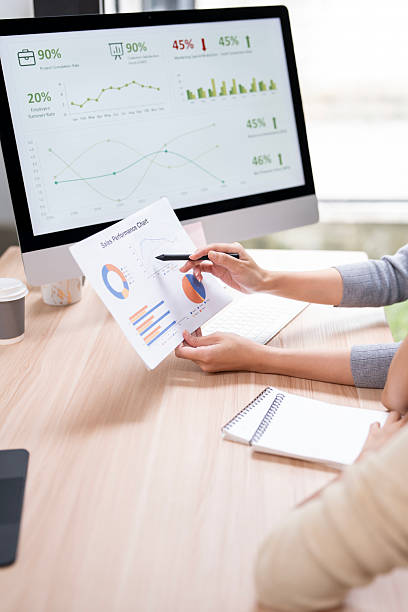 istock Business team reviewing financial charts and data on computer screen during meeting. 2230274483