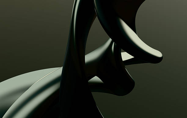 istock Abstract Dark Green Metallic Curved Forms and Smooth Geometric Shapes with Soft Lighting for Modern Industrial Design 2230274823