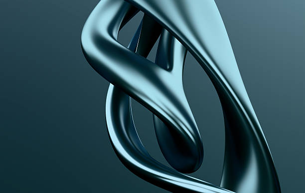 istock Dynamic 3D Rendered Steel Blue Curved Links and Connected Rings with Glossy Finish for Corporate Identity and Technology Branding 2230274832