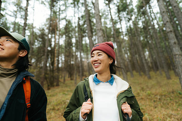 istock Asian couple on a hiking adventure 2230277035