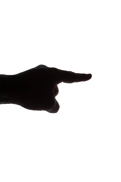 istock Silhouette of man's hand pointing , isolated on white background 2230278059