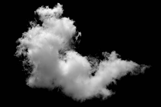 istock Isolated fluffy white clouds on black background. Design concept. Abstract clouds. Fog over the sky. Cloud or smog background. 2230278235
