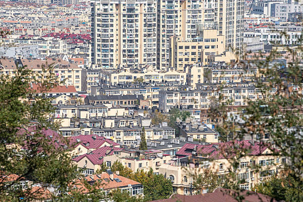 Aerial photographs of high-rise residential buildings in the city