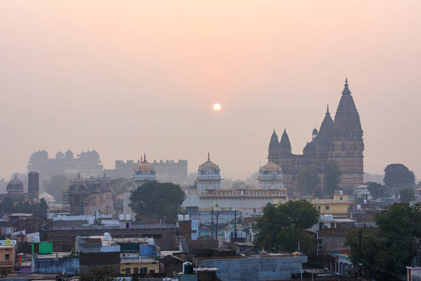 istock Sunrise over Orchha with Silhouetted Townscape, Madhya Pradesh 2230283344