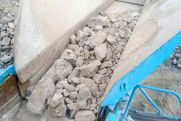 istock stone crusher is in operation, the rock is ground in the crusher 2230297187
