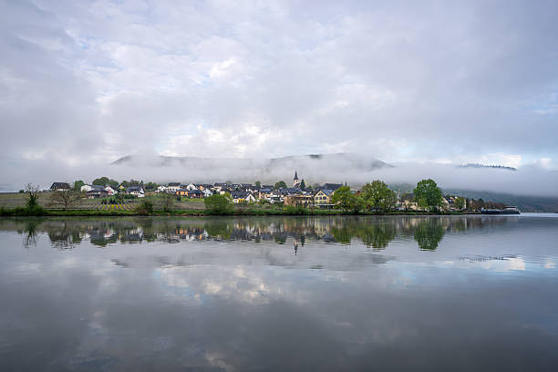Beilstein, Germany - April 20, 2025: Panorama of the village Ellenz-Poltersdorf close to the Moselle river on April 20, 2025 in Germany, Europe