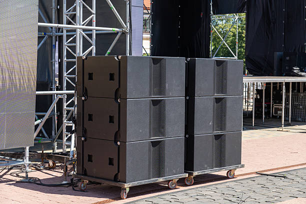 istock Professional concert acoustic systems set up on an open-air stage 2230300831