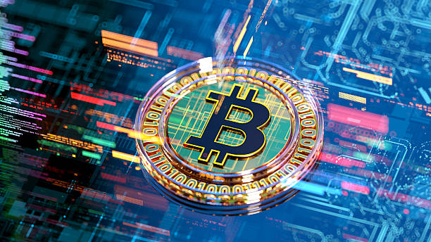 istock Abstract BTC - Bitcoin sign. Crypto concept. digital technology background. Explore the Future of Finance. ETF 2230305298