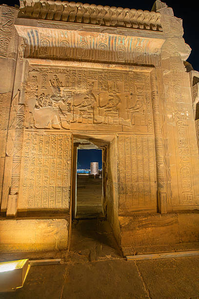 istock Ancient Temple of Kom Ombo illuminated at night showing hieroglyphs Egypt. 2230310421
