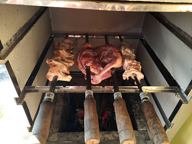 istock Grilled meat on the spit in the kitchen 2230319520