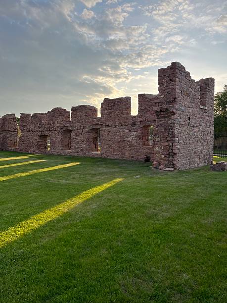 Stone ruins of an old brick building