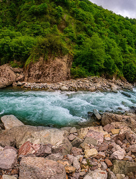 istock Fast-Flowing mountain river with rocky banks. 2230333985
