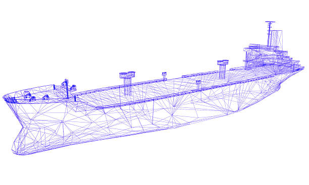 istock Wireframe Model of Tanker Ship Design 2230335510