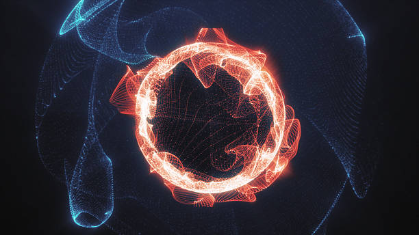 istock Bright energy blue and red particle sphere. The blue sphere grows, increases in size 2230338231