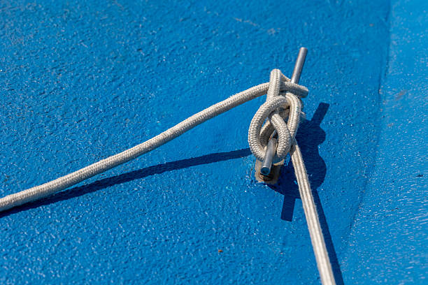 Carrick knot tied on blue and red ropes