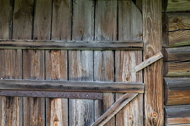 Old wooden barn door.