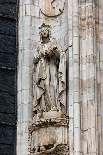 statues and details of the Milan cathedral external .
