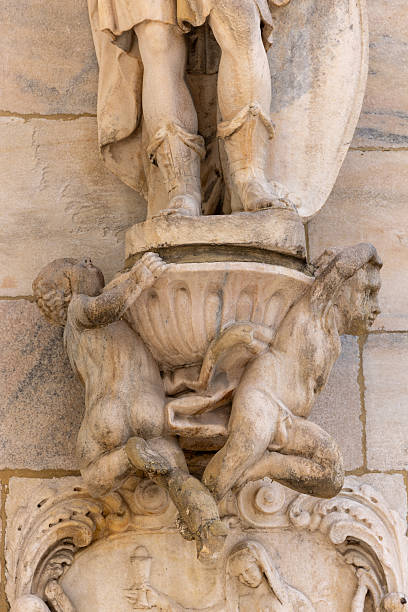 statues and details of the Milan cathedral external .